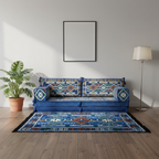 Arabic Loveseat Sofa Set – Blue Loveseat Set with 4 and 8 Inch Cushion Options