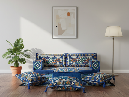 Cappadocia Kilim Arabic majlis loveseat set, Blue, photo 5