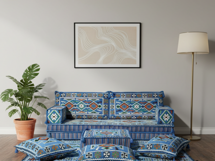 Cappadocia Kilim Arabic majlis loveseat set, Light Blue, photo 1