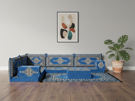 Topkapi L-shaped Arabic floor sofa, Blue 4-inch, photo 4