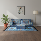 Arabic Loveseat Sofa Set – Navy Blue Loveseat Set with 4 and 8 Inch Cushion Options