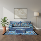 Arabic Loveseat Sofa Set – Navy Blue Loveseat Set with 4 and 8 Inch Cushion Options