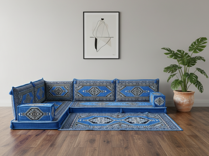 Topkapi L-shaped Arabic floor sofa, Blue 4-inch, photo 2