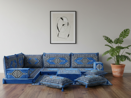 Topkapi L-shaped Arabic floor sofa, Blue 4-inch, photo 1