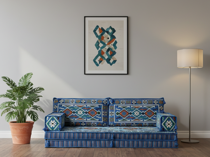 Cappadocia Kilim Arabic majlis loveseat set, Light Blue, photo 8