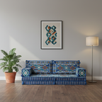 Arabic Loveseat Sofa Set – Navy Blue Loveseat Set with 4 and 8 Inch Cushion Options