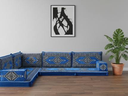 Topkapi L-shaped Arabic floor sofa, Blue 4-inch, photo 3