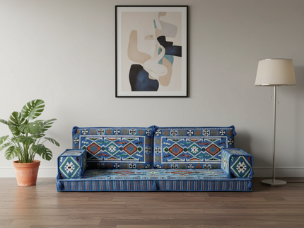 Cappadocia Kilim Arabic majlis loveseat set, Light Blue, photo 2