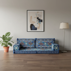 Arabic Loveseat Sofa Set – Navy Blue Loveseat Set with 4 and 8 Inch Cushion Options