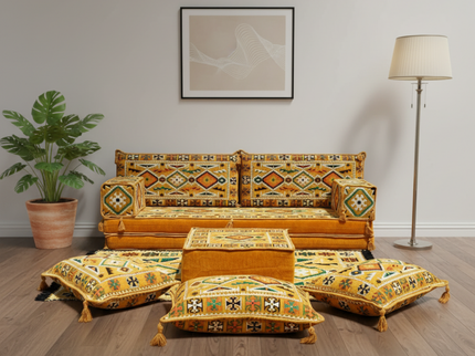 Cappadocia Kilim Arabic majlis loveseat set, Yellow, photo 1