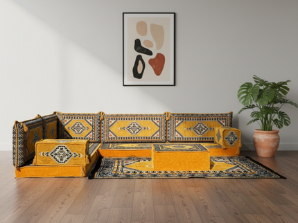 Topkapi L-shaped Arabic floor sofa, Yellow 4-inch, photo 2