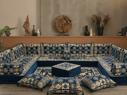 Bukhara U-shaped Arabic floor sofa, Navy 8-inch, photo 2
