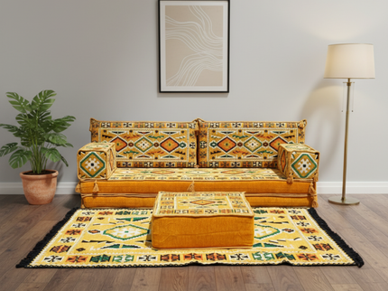 Cappadocia Kilim Arabic majlis loveseat set, Yellow, photo 6