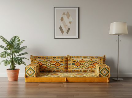 Cappadocia Kilim Arabic majlis loveseat set, Yellow, photo 3