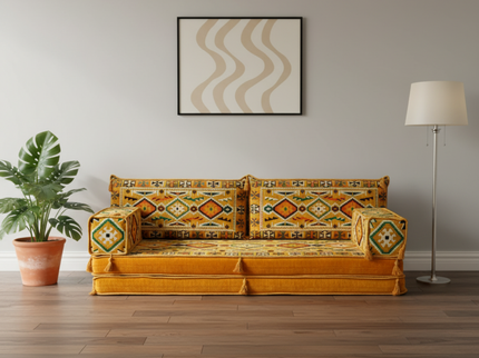 Cappadocia Kilim Arabic majlis loveseat set, Yellow, photo 7
