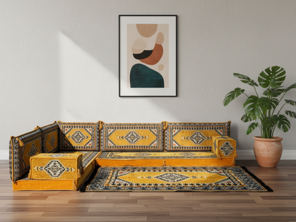 Topkapi L-shaped Arabic floor sofa, Yellow 4-inch, photo 3