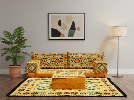 Cappadocia Kilim Arabic majlis loveseat set, Yellow, photo 4
