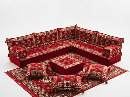 Bukhara L-shaped Arabic floor sofa, Burgundy 8-inch, photo 1