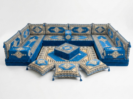 Topkapi U-shaped Arabic floor sofa, Blue 8-inch, photo 1