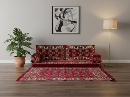 Bukhara Arabic majlis loveseat set, Burgundy, photo 4