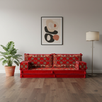 Arabic Loveseat Sofa – Red Loveseat with 4 and 8 Inch Cushion Options