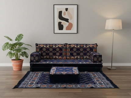 Bukhara Arabic majlis loveseat set, Navy, photo 7