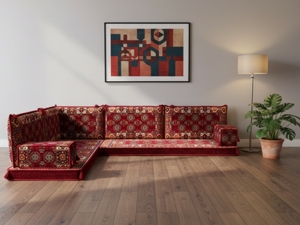 Bukhara L-shaped Arabic floor sofa, Burgundy 4-inch, photo 3