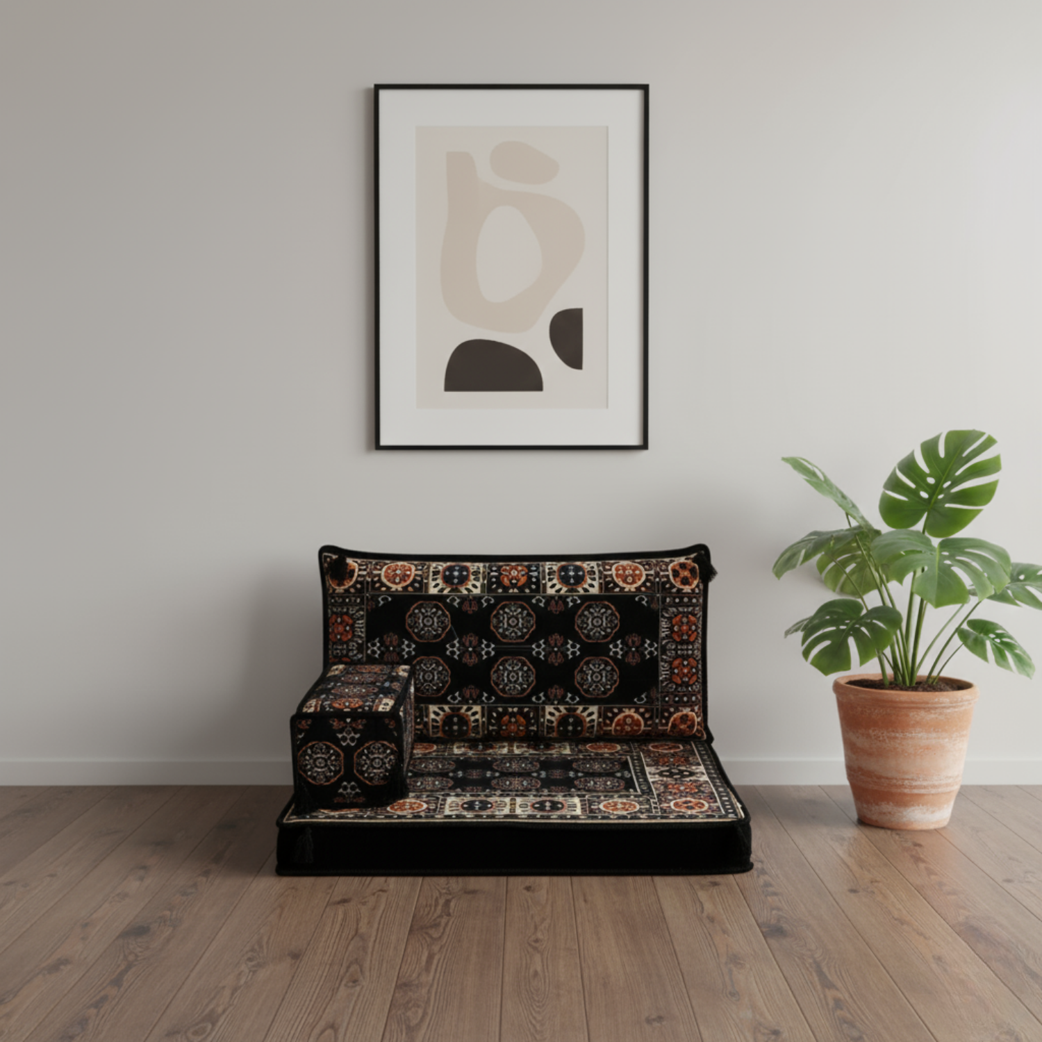 Arabic Half Loveseat Sofa – Navy Half Loveseat with 4 and 8 Inch Cushion Options