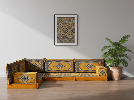 Topkapi L-shaped Arabic floor sofa, Yellow 4-inch, photo 4