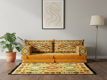 Cappadocia Kilim Arabic majlis loveseat set, Yellow, photo 8