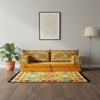 Arabic Loveseat Sofa Set – Yellow Loveseat Set with 4 and 8 Inch Cushion Options