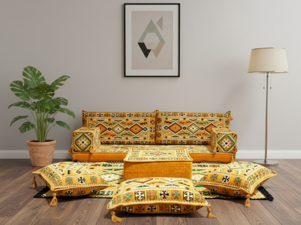 Cappadocia Kilim Arabic majlis loveseat set, Yellow, photo 5
