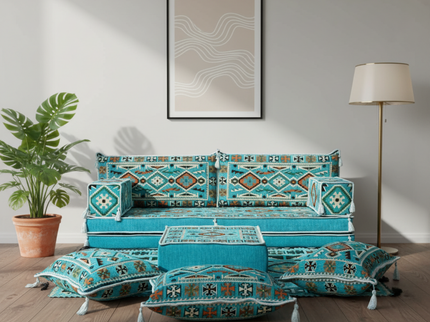 Cappadocia Kilim Arabic majlis loveseat set, Turquoise, photo 1