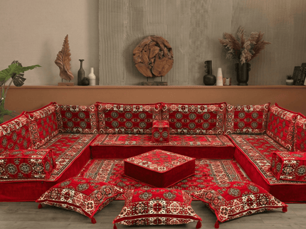 Bukhara U-shaped Arabic floor sofa, Red 8-inch, photo 2
