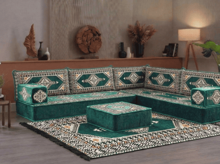 Topkapi L-shaped Arabic floor sofa, Green 8-inch, photo 4