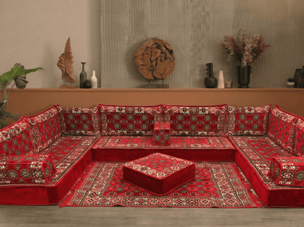 Bukhara U-shaped Arabic floor sofa, Red 8-inch, photo 4