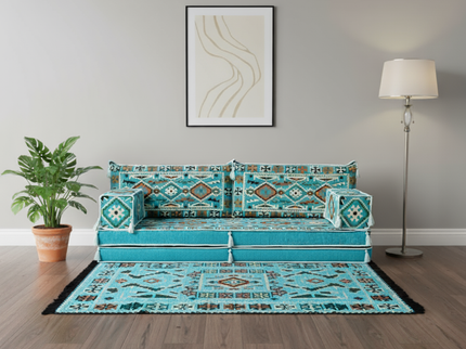 Cappadocia Kilim Arabic majlis loveseat set, Turquoise, photo 6