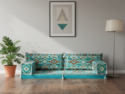 Cappadocia Kilim Arabic majlis loveseat set, Turquoise, photo 4