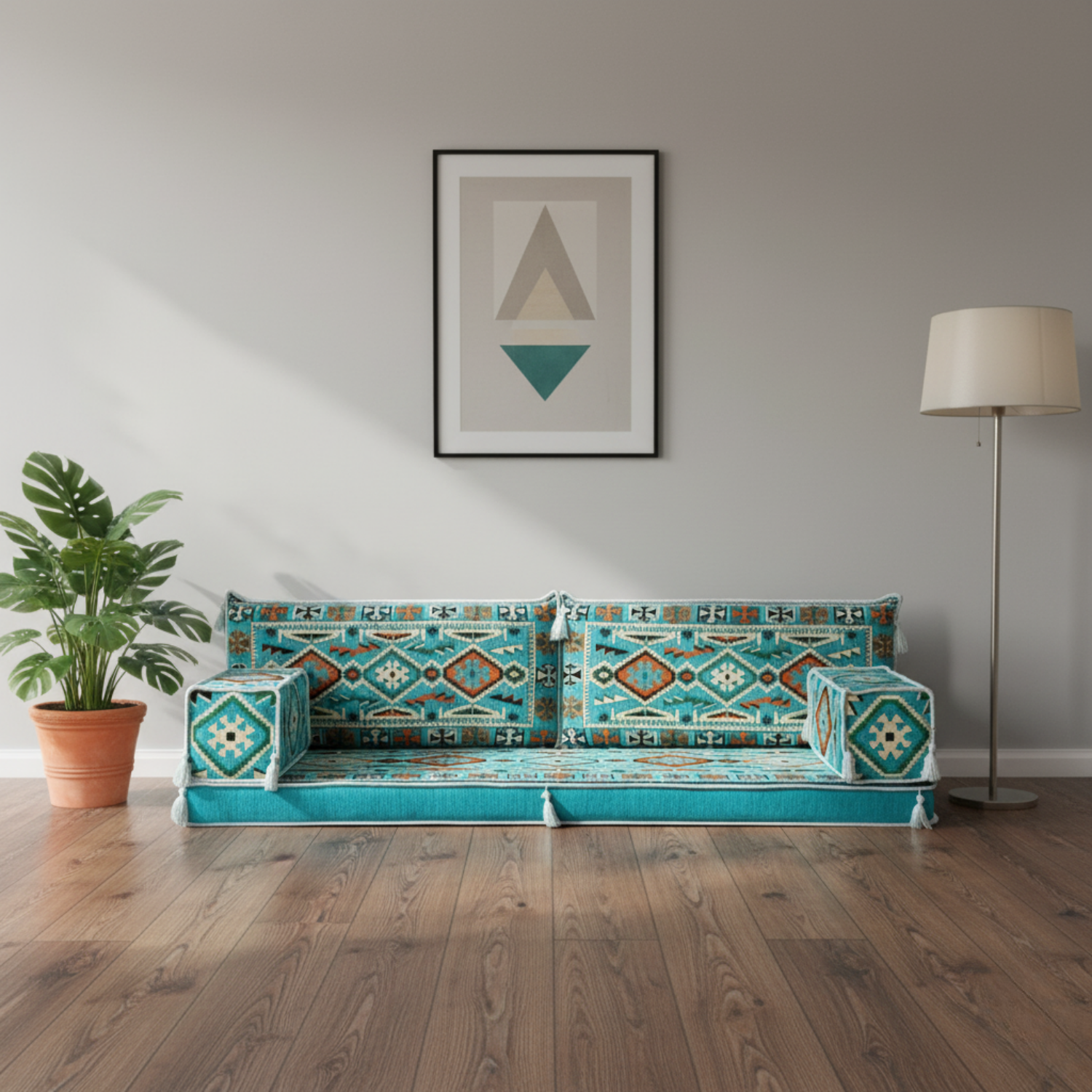Arabic Loveseat Sofa Set – Turquoise Loveseat Set with 4 and 8 Inch Cushion Options