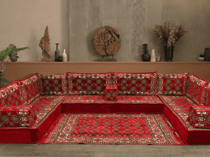 Bukhara U-shaped Arabic floor sofa, Red 8-inch, photo 5