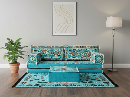 Cappadocia Kilim Arabic majlis loveseat set, Turquoise, photo 7