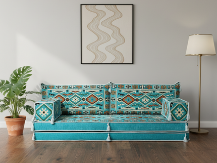 Cappadocia Kilim Arabic majlis loveseat set, Turquoise, photo 8