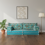 Arabic Loveseat Sofa Set – Turquoise Loveseat Set with 4 and 8 Inch Cushion Options