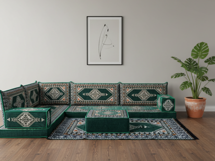 Topkapi L-shaped Arabic floor sofa, Green 4-inch, photo 2
