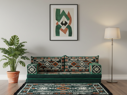 Cappadocia Kilim Arabic majlis loveseat set, Green, photo 2