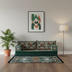 Arabic Loveseat Sofa Set – Green Loveseat Set with 4 and 8 Inch Cushion Options