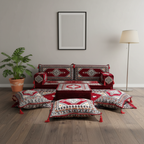 Arabic Loveseat Sofa Set – Maroon Loveseat Set with 4 and 8 Inch Cushion Options