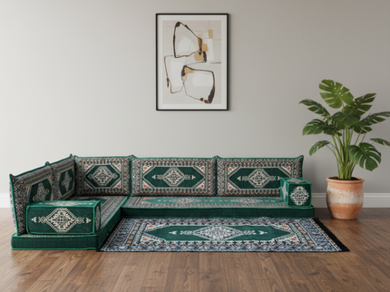 Topkapi L-shaped Arabic floor sofa, Green 4-inch, photo 3