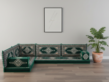 Topkapi L-shaped Arabic floor sofa, Green 4-inch, photo 4