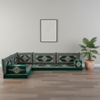 Arabic Floor Sofa Set – Geen L Shaped Majlis Sectional with 4 Inch Cushions